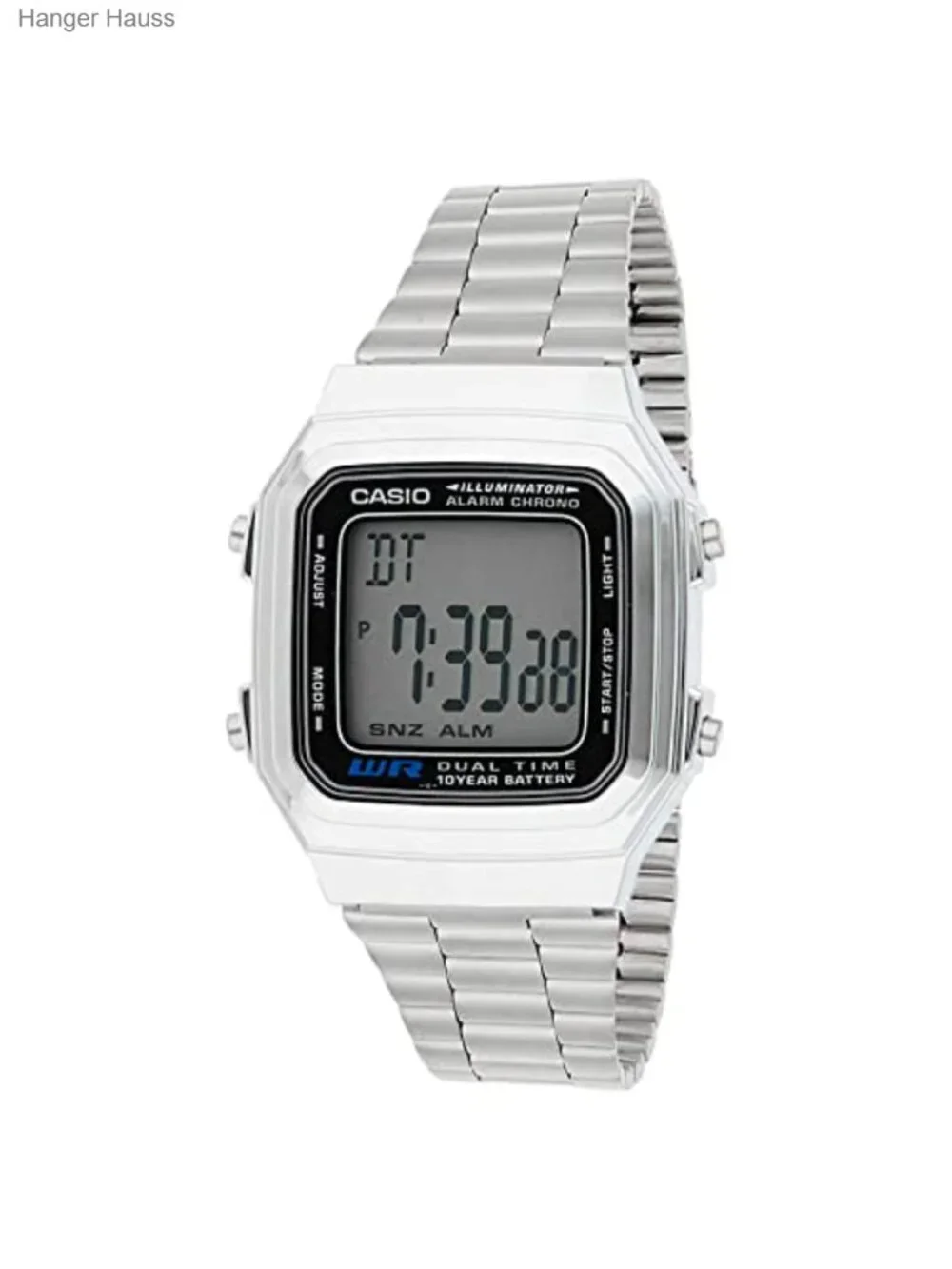 Vintage Stainless Steel Quartz Watch with Alarm - Men's Digital Bracelet Watch
